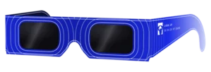 Paper eclipse glasses in the Aurasite Blue design