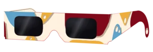 Paper eclipse glasses in the Blobs design
